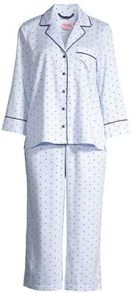 Kate Spade Mini Heart Stripe 2-Piece Capri Pajama Set