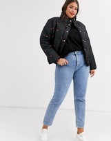 Thumbnail for your product : Daisy Street Plus padded jacket in ditsy heart print