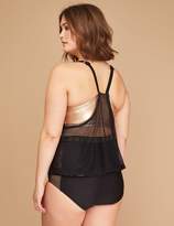 Thumbnail for your product : Lane Bryant Rose Gold & Fishnet Blouson Swim Tankini Top with Built-In No-Wire Bralette