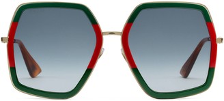 Gucci Oversize square-frame metal sunglasses