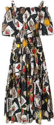 Dolce & Gabbana playing cards printed flared dress