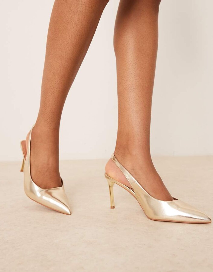 ASOS DESIGN Sydney slingback mid heels in glitter ShopStyle