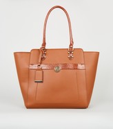 Thumbnail for your product : New Look Faux Croc Panel Tote Bag