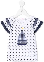 Thumbnail for your product : Familiar polka dot wide-sleeves T-shirt