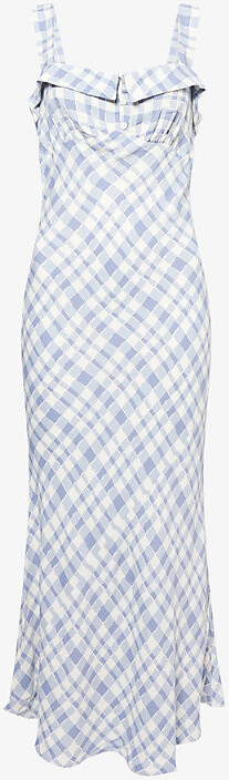 Reformation Womens Jodie Tancy Checked Crepe Midi Dress 8