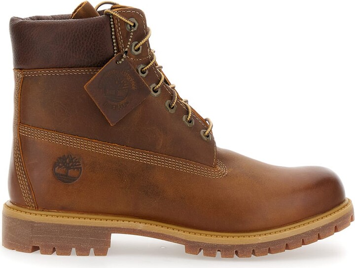 Timberland Brown Water-proof Boots With Logo In Leather Man