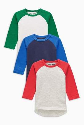 Next Boys Blue/Red/Green Long Sleeve Raglan Top Three Pack (3mths-6yrs)