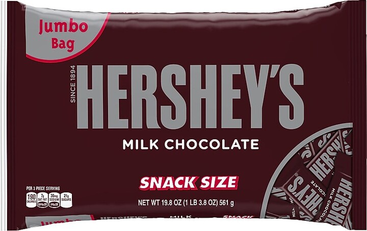 Hershey's Snack Size Milk Chocolate Bars, 19.8 oz. (100-00343)