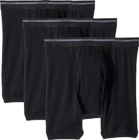 Jockey 100% Cotton Classic Knits Full Rise Boxer Brief 3-Pack (Black) Men's  Underwear - ShopStyle