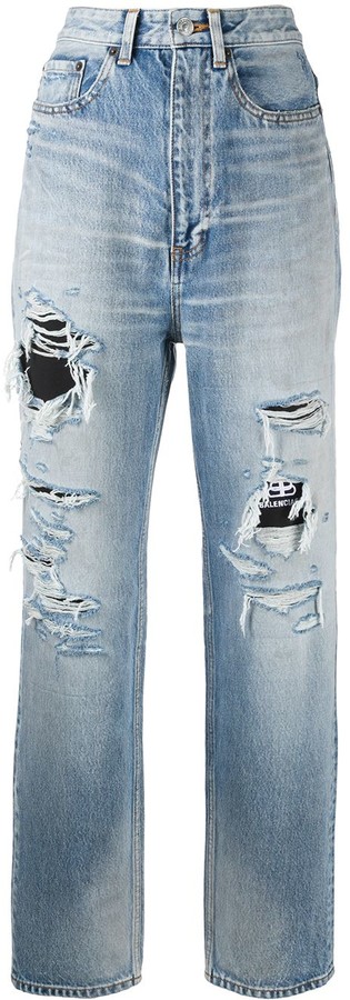 balenciaga distressed jeans