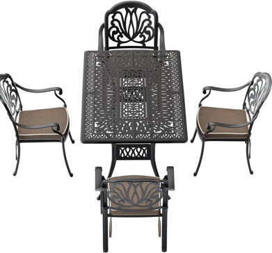 Banior Black Patio Furniture With Stackable Chairs - Aluminum Frame, , Comfortable Outdoor Construction, Resistance, Resilient Cushions