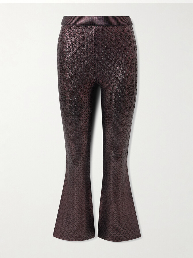 RABANNE - Metallic Jacquard-knit Flared Pants - Purple