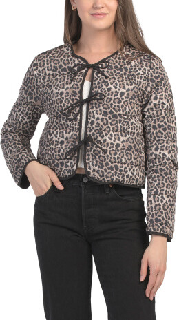 TJMAXX Quilted Jacket With Tie Front For Women, Polyester