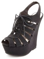 Thumbnail for your product : Charlotte Russe Cut-Out Lace-Up Platform Wedges
