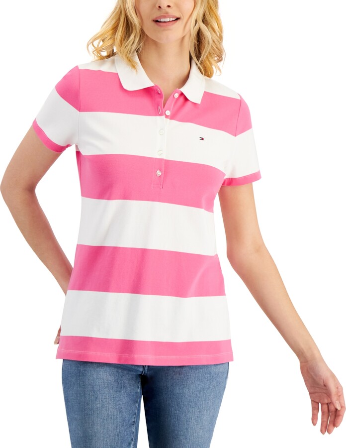 Tommy Hilfiger Women's Striped Pique Polo Shirt - ShopStyle