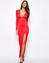 Thumbnail for your product : ASOS Deep Plunge Maxi Dress With Front Split