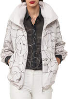 Thumbnail for your product : Akris Zip-Front Short Parka Jacket with Faces-Print