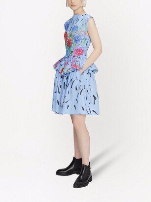 Christopher Kane Floral-Print Peplum Sleeveless Dress