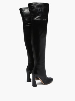 Gianvito Rossi Curve-heel 100 Leather Knee-high Boots - Black
