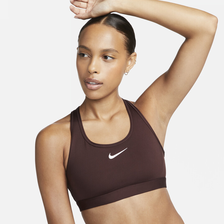Nike Women's Swoosh Medium Support Padded Sports Bra in Brown - ShopStyle