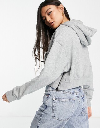 Nike Essentials Fleece side-zip hoodie in gray heather