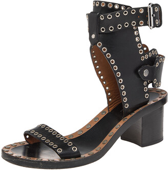 Isabel Marant Black Studded Leather Jaeryn Ankle Strap Sandals Size 37 -  ShopStyle