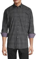 Thumbnail for your product : Bugatchi Contrast-Cuff Plaid Woven Button-Down Shirt