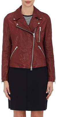 Barneys New York Women's Leather Moto Jacket - Burgundy