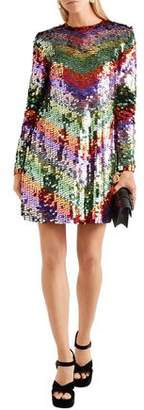 Sara Battaglia Sequined Tulle Mini Dress