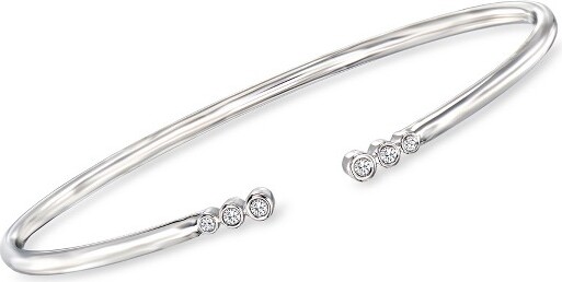 Ross-Simons PureCollectionbyRoss-Simons0.10ct.t.w.Bezel-SetDiamondOpen-SpaceCuffBraceletinSterlingSilverSize8