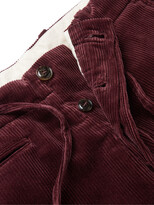 Thumbnail for your product : MAN 1924 - Tomi Tapered Cotton-Corduroy Drawstring Trousers - Men - Burgundy