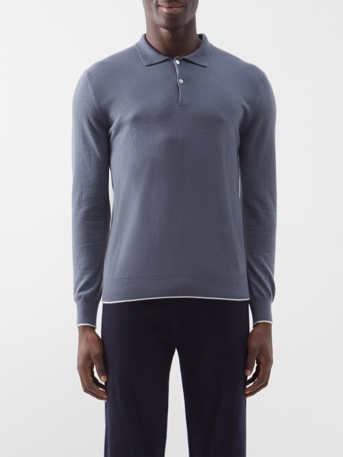 Mens Cashmere Long Sleeve Polo | ShopStyle