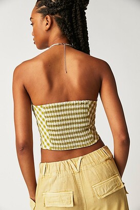 yellow checkered tube top