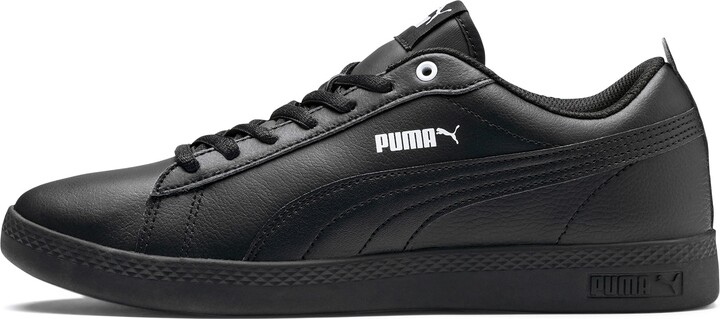 puma all black leather shoes