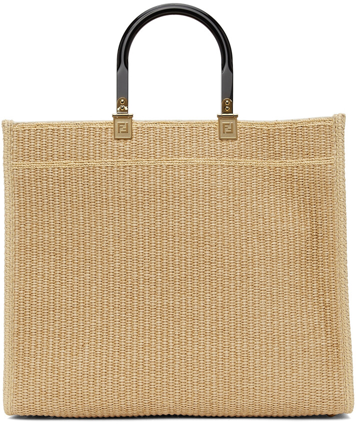 Fendi Beige Woven Medium Sunshine Tote - ShopStyle Shoulder Bags