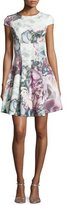 Thumbnail for your product : Ted Baker Mah Illuminated Bloom Floral-Print Fit & Flare Dress, Purple