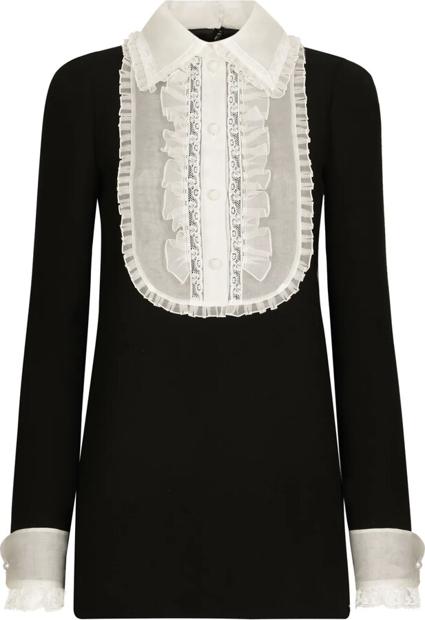 Dolce & Gabbana Bib-Collar Virgin Wool-Blend Minidress