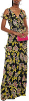 Thumbnail for your product : Diane von Furstenberg Wrap-effect Ruffled Floral-print Lace And Silk-georgette Gown