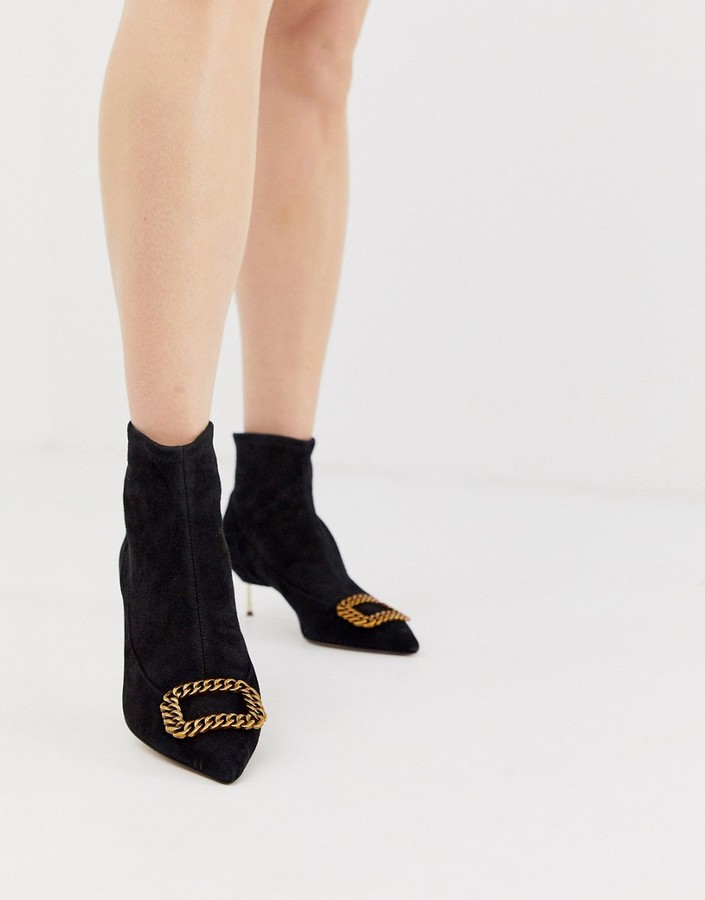 kurt geiger black leather western heeled ankle boots