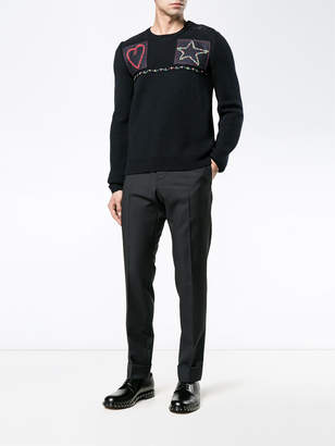Valentino patched fisherman knit sweater
