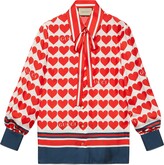 Thumbnail for your product : Gucci and heart print silk shirt