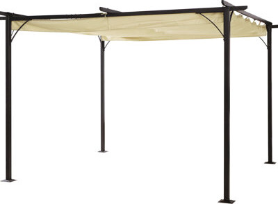 Latitude Run Metal Patio Shade Pergola Canopy 11.5' X - Rust- Structure For Backyard Porch Party Garden Grill Gazebo Beige