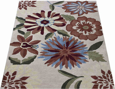 Get My Rugs LLC Rugsotic HAND TUFTED WOOL ECO-FRIENDLY AREA RUGS - Cream Color, Floral Design