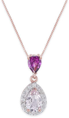 Macy's Multi-Gemstone (1-1/8 ct. t.w.) & Diamond (1/6 ct. t.w.) Pendant Necklace in 14k Rose Gold