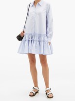 Thumbnail for your product : Molly Goddard Ithaca Frilled Cotton-gabardine Shirt Dress - Light Blue