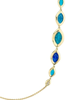 Andy Lif 18kt yellow gold Graduated Cat's Eye enamel and diamond necklace
