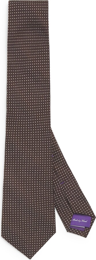 Ralph Lauren Purple Label Cashmere-Silk Polka-Dot Tie