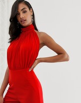 Thumbnail for your product : Scarlet Rocks high neck jersey jumpsuit in red