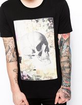 Thumbnail for your product : ASOS T-Shirt With Skull Print Woven Panel