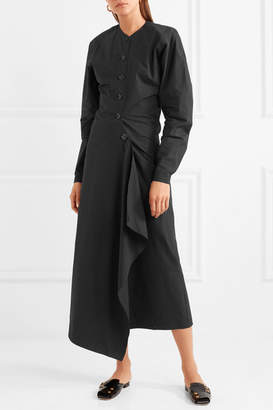 Lemaire Asymmetric Cotton-poplin Midi Dress - Black